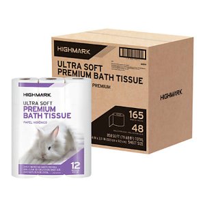 Highmark® Premium 2-Ply Bath Tissue, White, 165 Sheets Per Roll, 12 Rolls Per Pack, Case Of 4 Packs