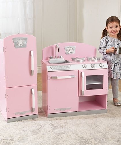 Pink Stove & Refrigerator Retro Kitchen Set
