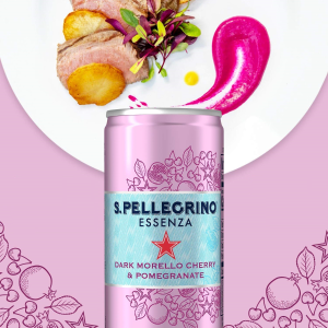 S.Pellegrino Essenza Dark Morello Cherry & Pomegranate Flavored Mineral Water, 11.15 Fl Oz Can (24 Pack)