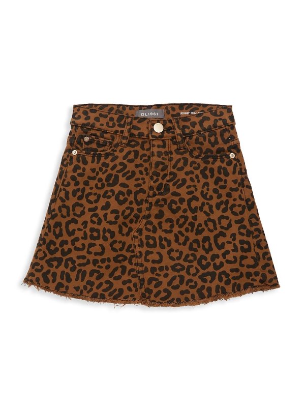 Girl's Jenny Leopard-Print Mini Skirt