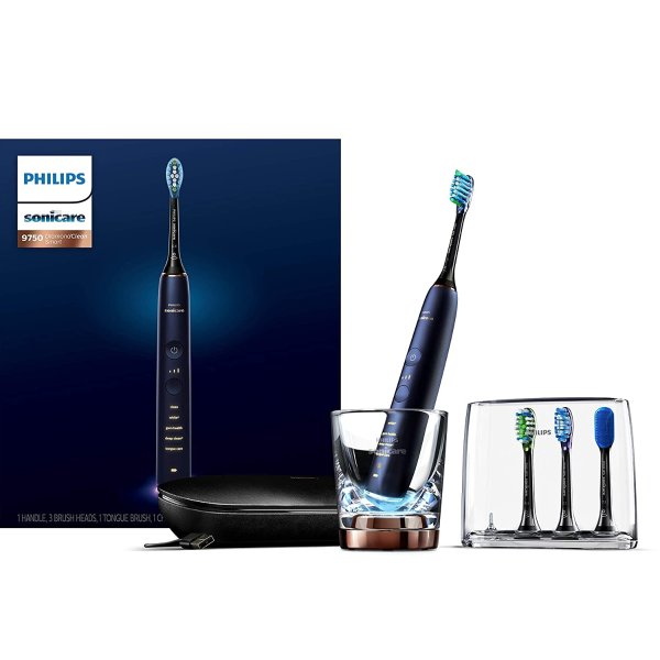 Sonicare DiamondClean Smart 9750 Rechargeable Electric Power Toothbrush, Lunar Blue, HX9954/56
