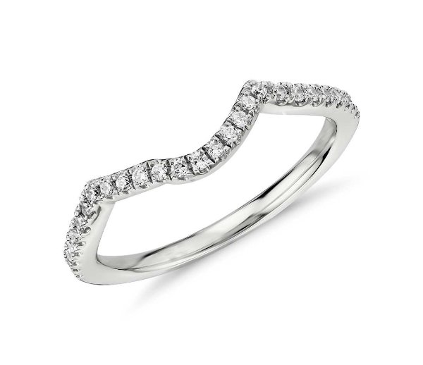 Twist Curved Diamond Ring in 14k White Gold (1/6 ct. tw.) | Blue Nile