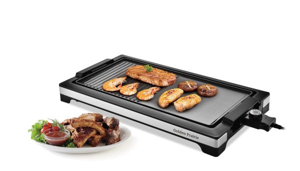 2-in-1 Grill & Griddle, Electric Smokeless Indoor Grill, 1800W Fast Heat Up BBQ Grill, Nonstick Cooking Plate, 5 Levels Adjustable Temperature, Detachable & Dishwasher Safe, Cool-touch Handles, Black