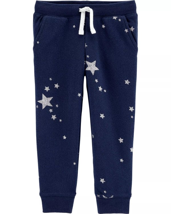 Glitter Star Fleece Logo Pants