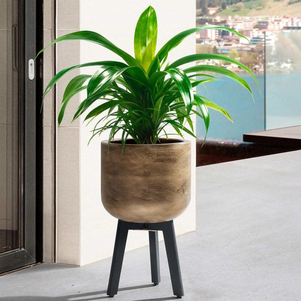 Cement Planter with Wood Legs