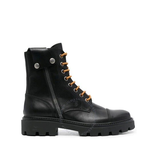 Tods Men's Black Combat Boots in Leather