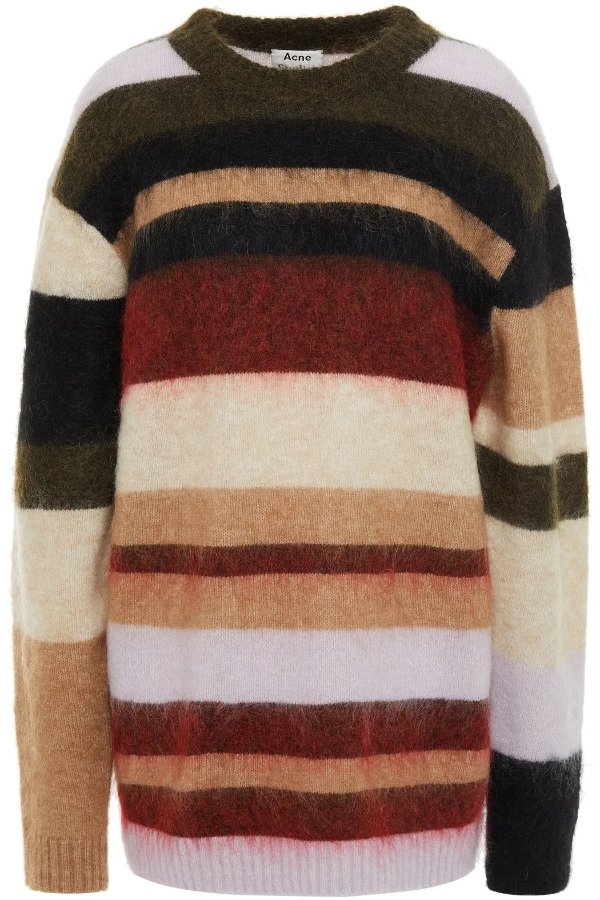 Brushed striped knitted sweater