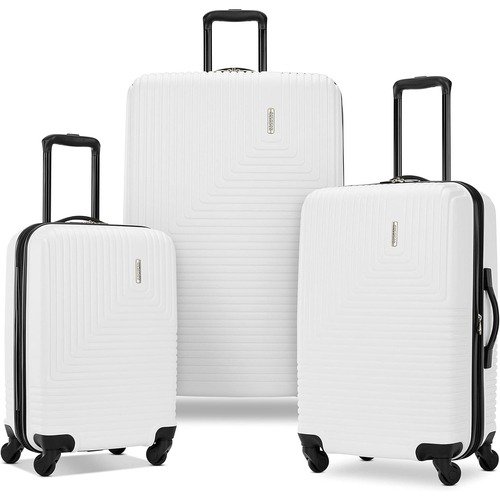 Groove Expandable Spinner Suitcase Set 20", 24", 28" - White