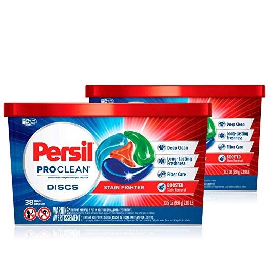 Persil ProClean Discs Laundry Detergent, Stain Fighter, 38Count, Pack of 2, 76 Total Loads