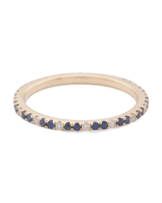 14kt Gold Petite Diamond And Sapphire Ring