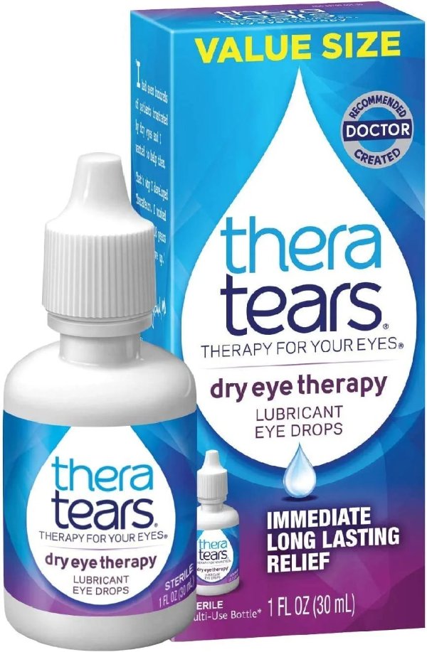 TheraTears Extra Dry Eye Therapy Lubricating Eye Drops for Dry Eyes, 0.5 fl oz Bottle, 2 Pack