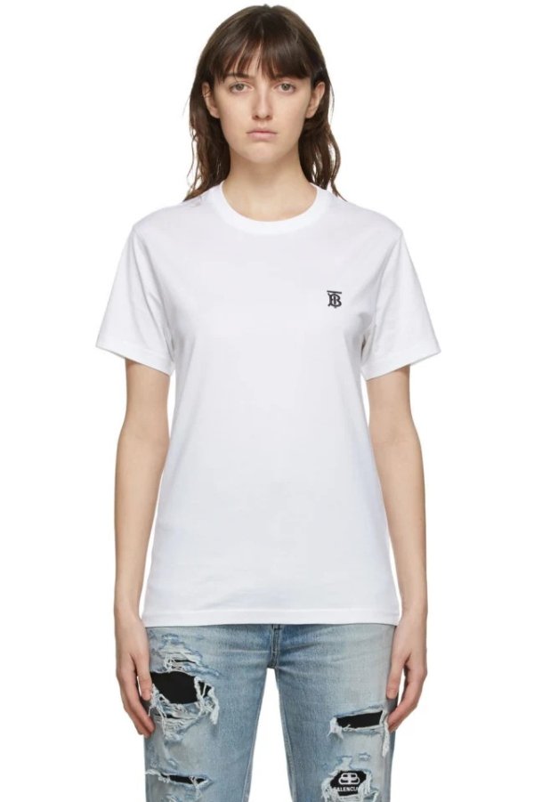 White TB Monogram Parker T-Shirt