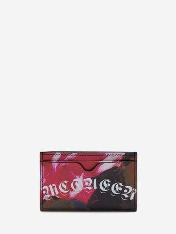 ‎Men‎'s ‎Black/Multicolor ‎ ‎Painted Rose Card Holder ‎ | Alexander McQueen