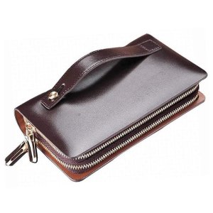 Teemzone Men's Genuine Leather Business Clutch Wrist Bag Handbag Organizer Card Cash Holder