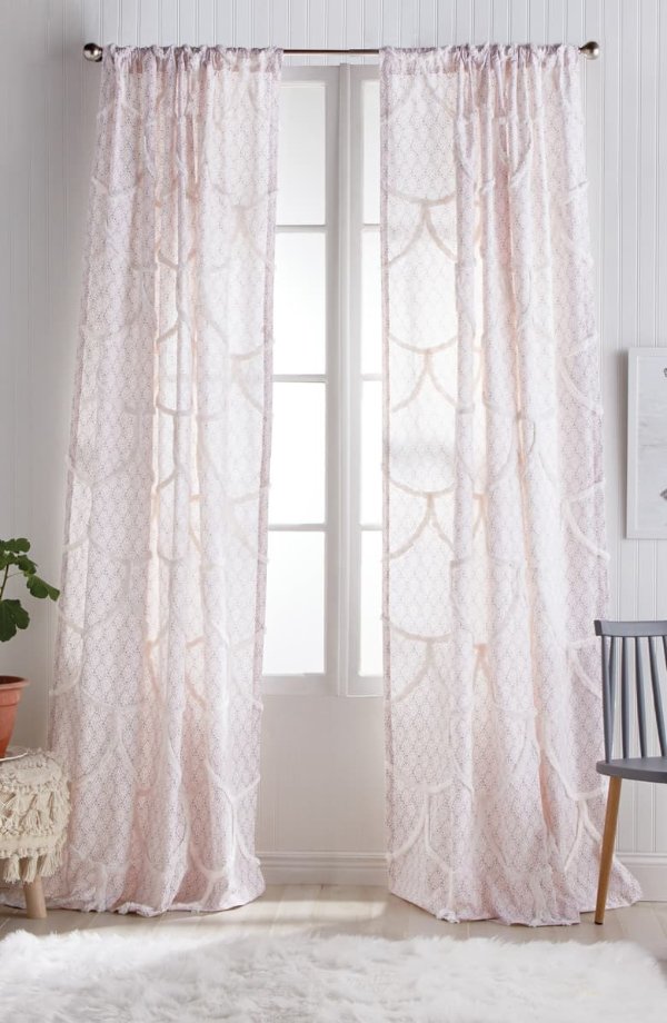 Chenille Scallop Single Curtain Panel