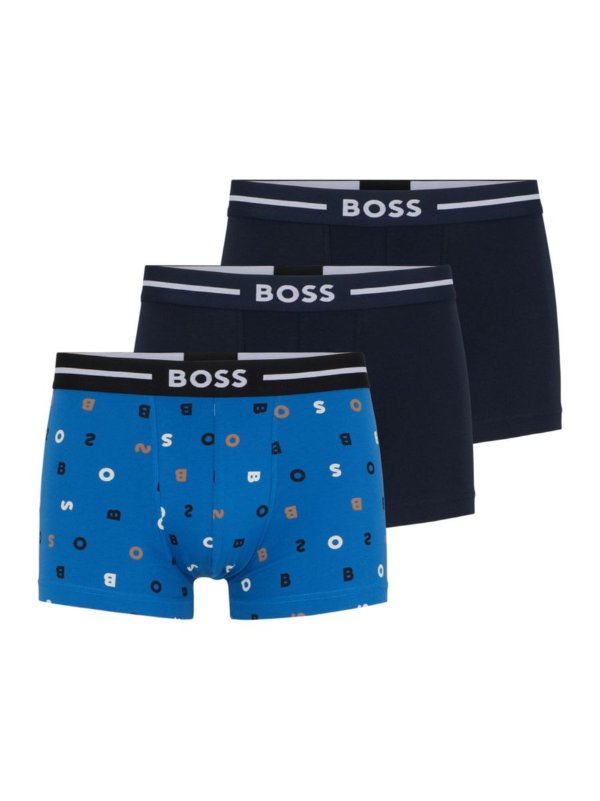 Three Pack Of Stretch-Cotton Trunks With Logo Waistbands