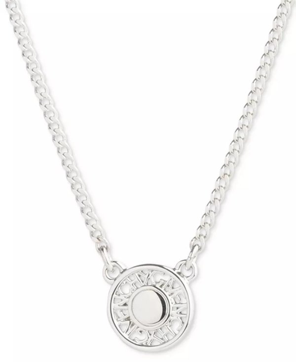 Logo Embossed Coin Pendant Necklace, 16" + 3" extender