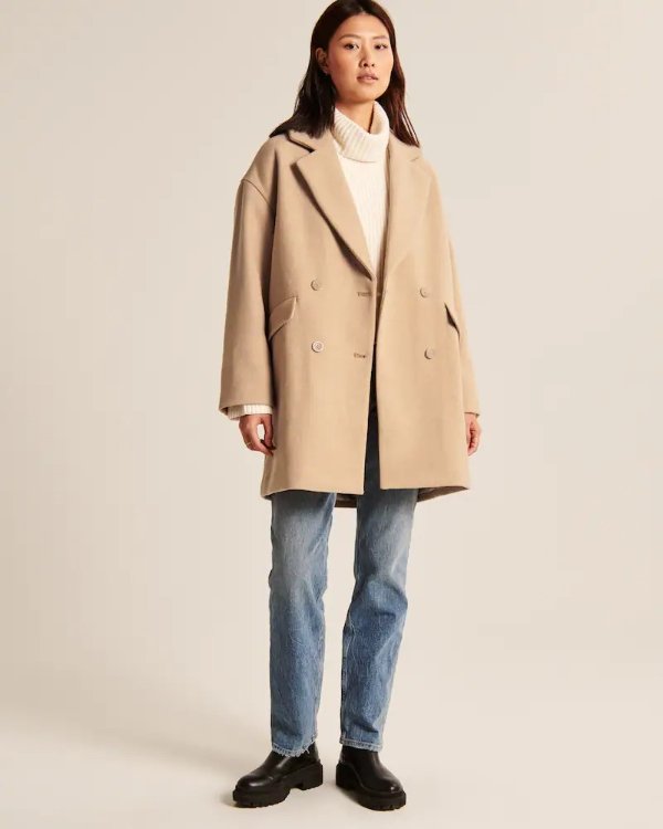 Women's Short Wool-Blend Coat | Women's Up To 40% Off Select Styles | Abercrombie.com