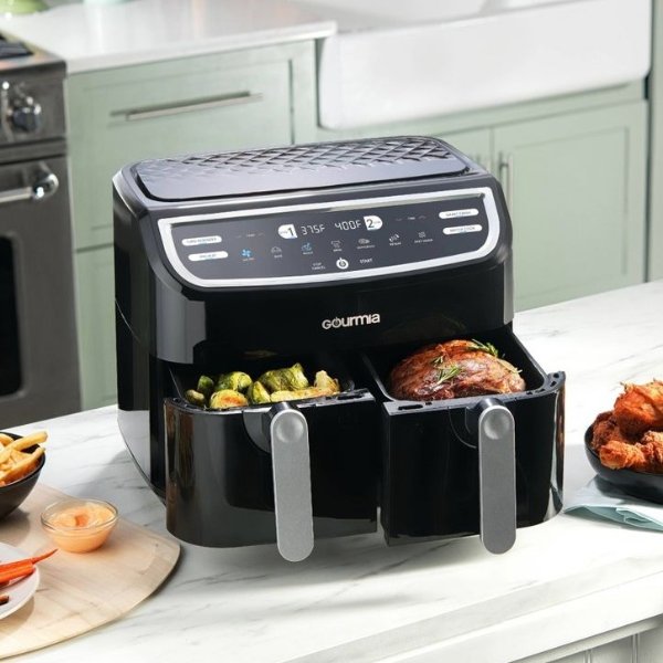 9 Qt 7-in-1 Dual Basket Digital Air Fryer with Smart Finish and Guided Cooking