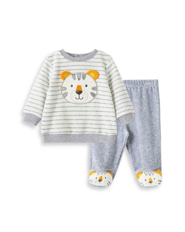 Boys' Velour Tiger Top & Footie Pants Set - Baby