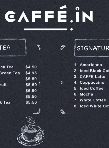 CAFFé:iN - 旧金山湾区 - Union City - 菜单