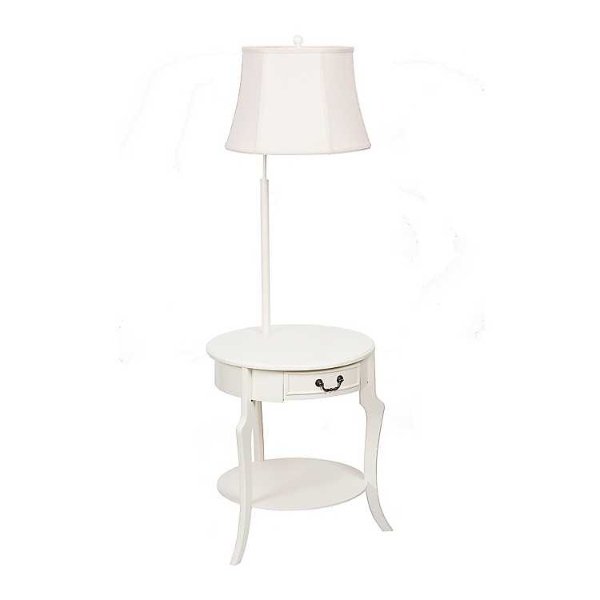 Ivory Shelf Floor Lamp with Drawer