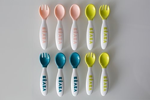 2nd Stage Ergonomic Baby Cutlery, Set of 10 (6 spoons + 4 forks), Assorted