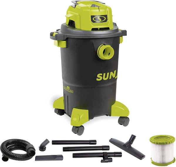 Sun Joe SWD5000 5-Gallon 1200-Watt 7 Peak HP Wet/Dry Shop Vacuum