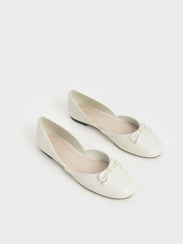 White Bow D'Orsay Flats | CHARLES &amp; KEITH