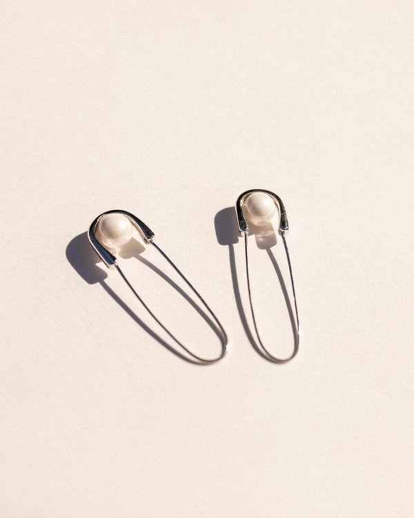 Safety Pin Earrings in Silver | En Route Jewelry