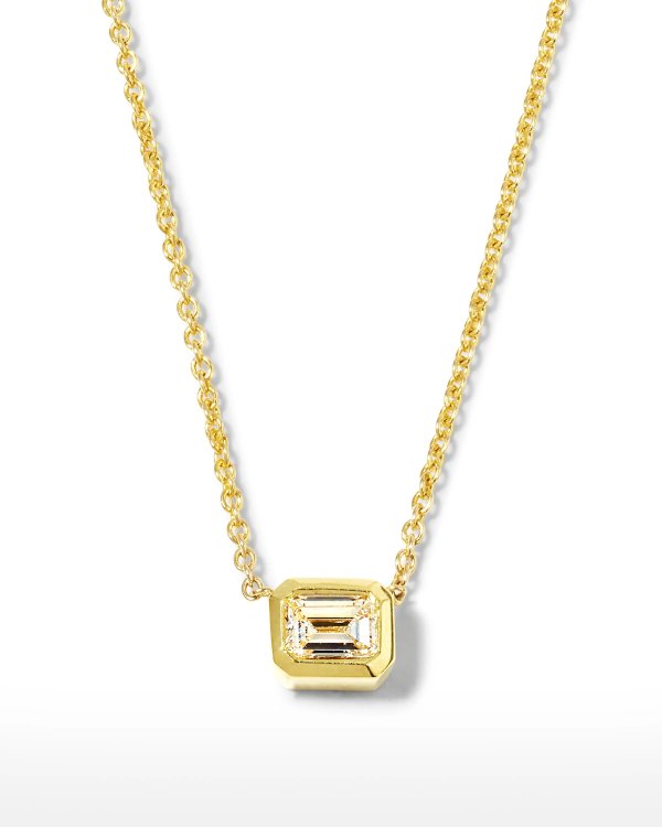 18k Emerald-Cut Diamond Solitaire Necklace