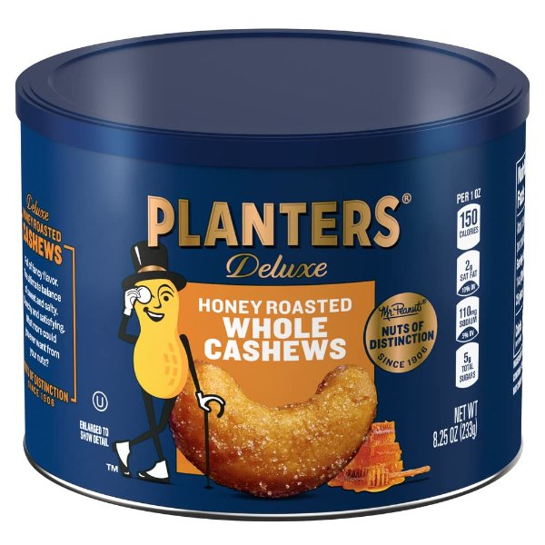 Honey Roasted Whole Cashews (8.25oz Canister)