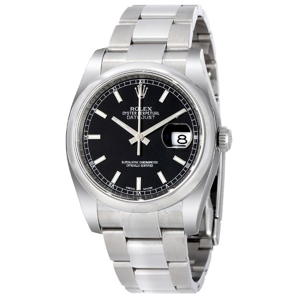 Datejust 36 Black Dial Stainless Steel Oyster Bracelet Automatic Men's Watch 116200BKSO