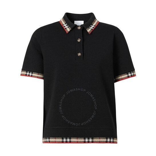 Black Check Trim Short-sleeve Polo Shirt