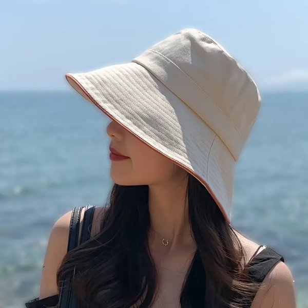 Simple Fashionable Color Block Bucket Hat Stylish Lightweight Fisherman Cap Adjustable Sun Protection Travel Hats For Women