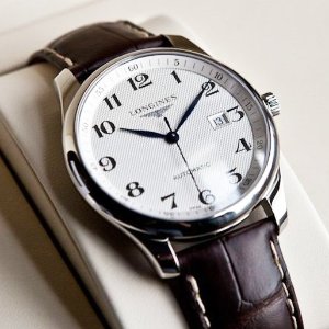 LONGINES Master Collection Silver Dial Brown Alligator Leather Automatic Men's Watch No. L28934783