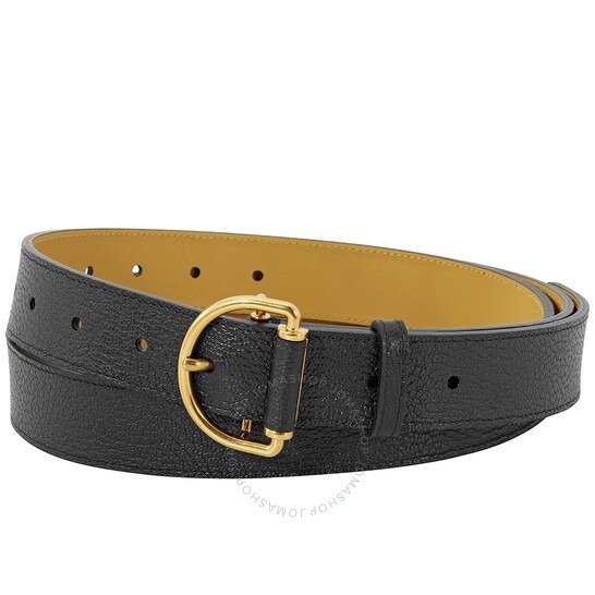 Grainy Leather D-ring Belt In Black / Cornflower