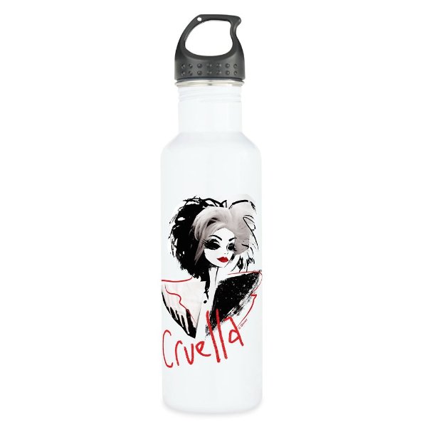 Cruella Fashion Illustration Stainless Steel Water Bottle – Customized | shopDisney