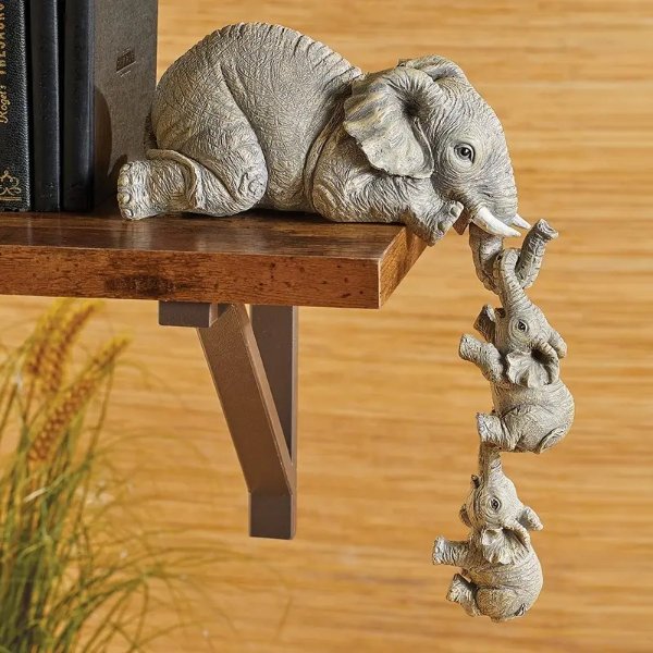 3pcs/set Adorable Elephant Hanging Decor - Resin Crafts for Home and Room Decor