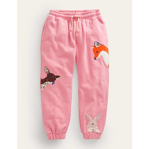 BodenApplique Joggers - Almond Pink Animals | Boden US