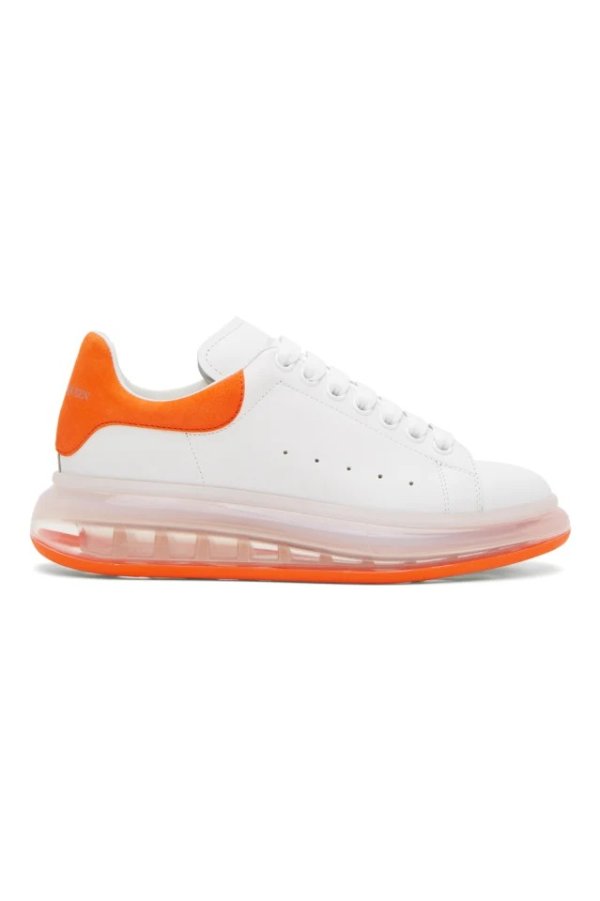 White & Orange Clear Sole Oversized Sneakers
