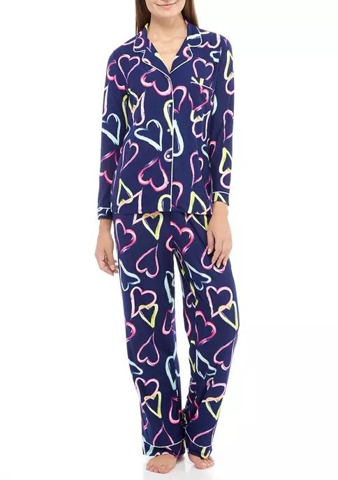 Yummy Knit Notch Collar Pajama Set