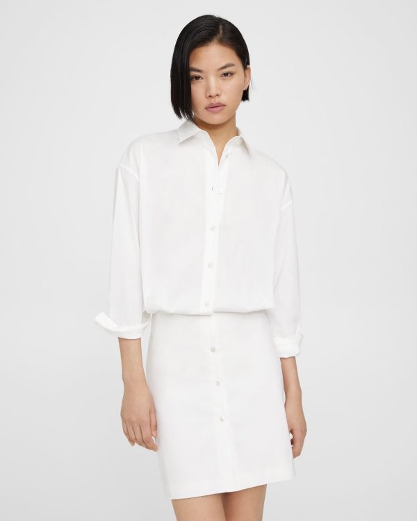 White Good Cotton Fitted Shirt Dress | Theory