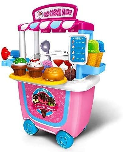 Gizmovine 超可爱冰激凌车玩具，秒变带滚轮的收纳箱
