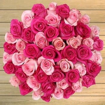 50 Stem Valentine's Day Hot Pink & Light Pink Roses