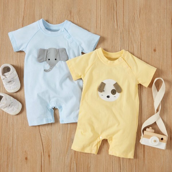 Baby Animal Applique Bodysuits