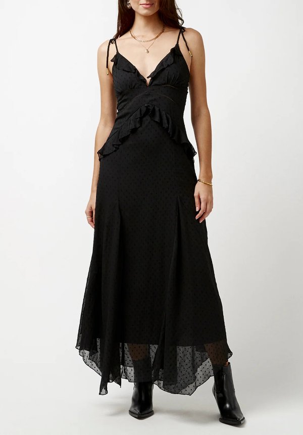 Carey Women's Ruffled Corset Dress in Black - WD0675P