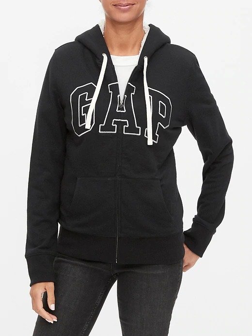Sherpa-Lined Gap Logo Zip Hoodie