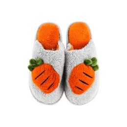 水果毛绒拖鞋 冬季家居室内保暖 灰萝卜 36-37码 偏小 | 亚米