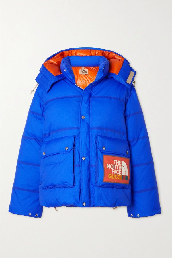 + The North Face hooded quilted printed shell down jacket